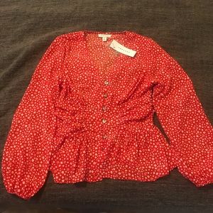 Topshop Long Sleeved Side Ruched Blouse US size 6